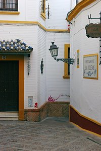 細い裏道のある街路